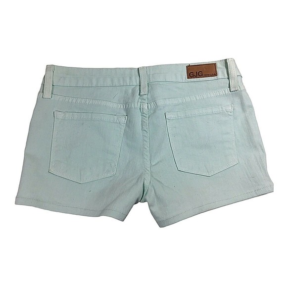 GJG Mini Shorts 7 Jr Stretch Denim Mint Green Low Rise NWT - Picture 2 of 5